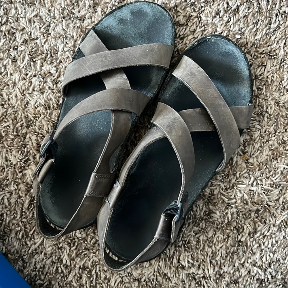 Chacos. unsure of the style. But SO comfy. size 8